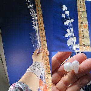 Pearl Cascading Floral Pick (has some wire but mostly clear filament) vintage